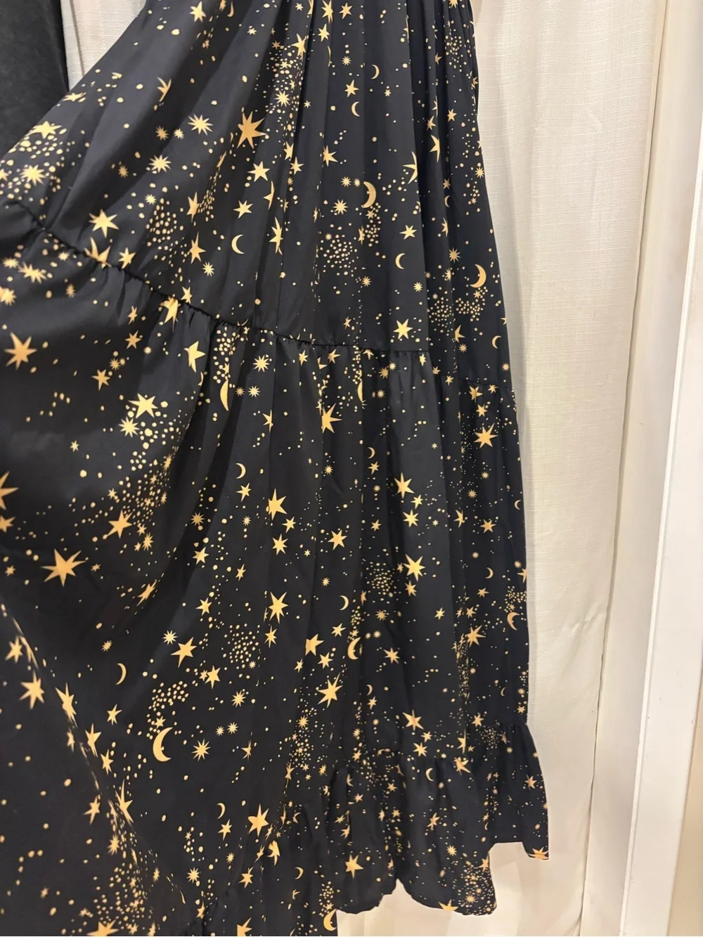 NWOT Black Maxi Dress with Gold Star/Moon Print - Picture 6 of 6